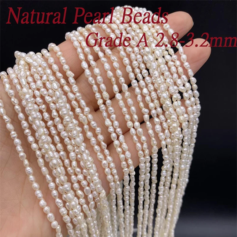 A Level Natural Zhuji Freshwater Culture Pearl Beads Loose Tiny Rice Pearl Bead for Jewelry Making Diy Necklace Bracelets