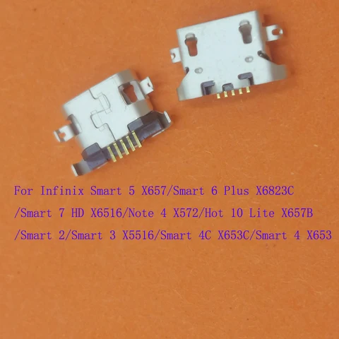 10-100 шт. USB-разъемы для зарядки и док-станций для Infinix Hot 10 Lite, Note 4, Smart 5, 6 Plus, 7 HD, 2, 3, 4C, X657, X572, X653