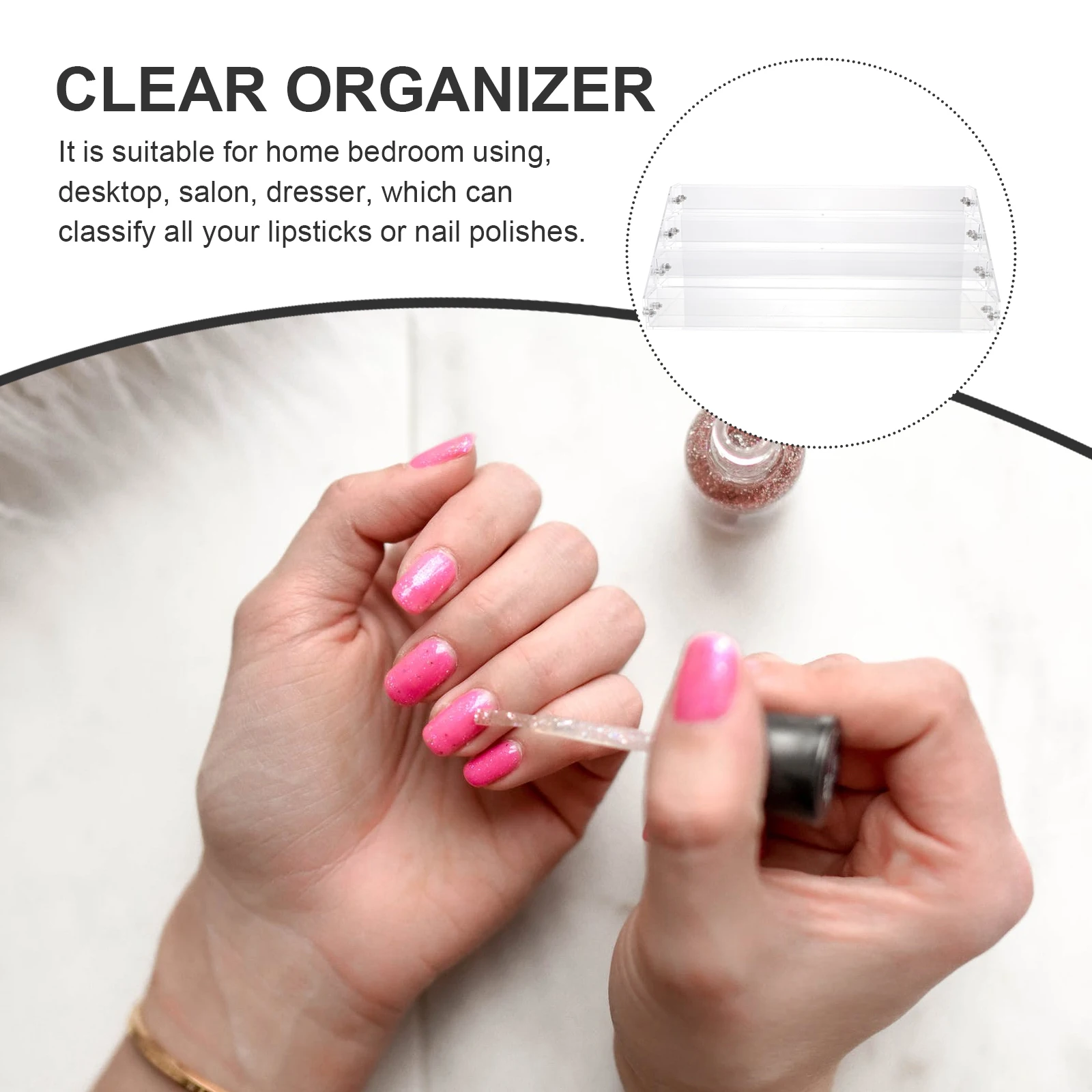 

Clear Lipstick Nail Polish Holder 4 Layer Rack Acrylic Makeup Brush Storage ganizer for Home Bedroom Salon Dresser