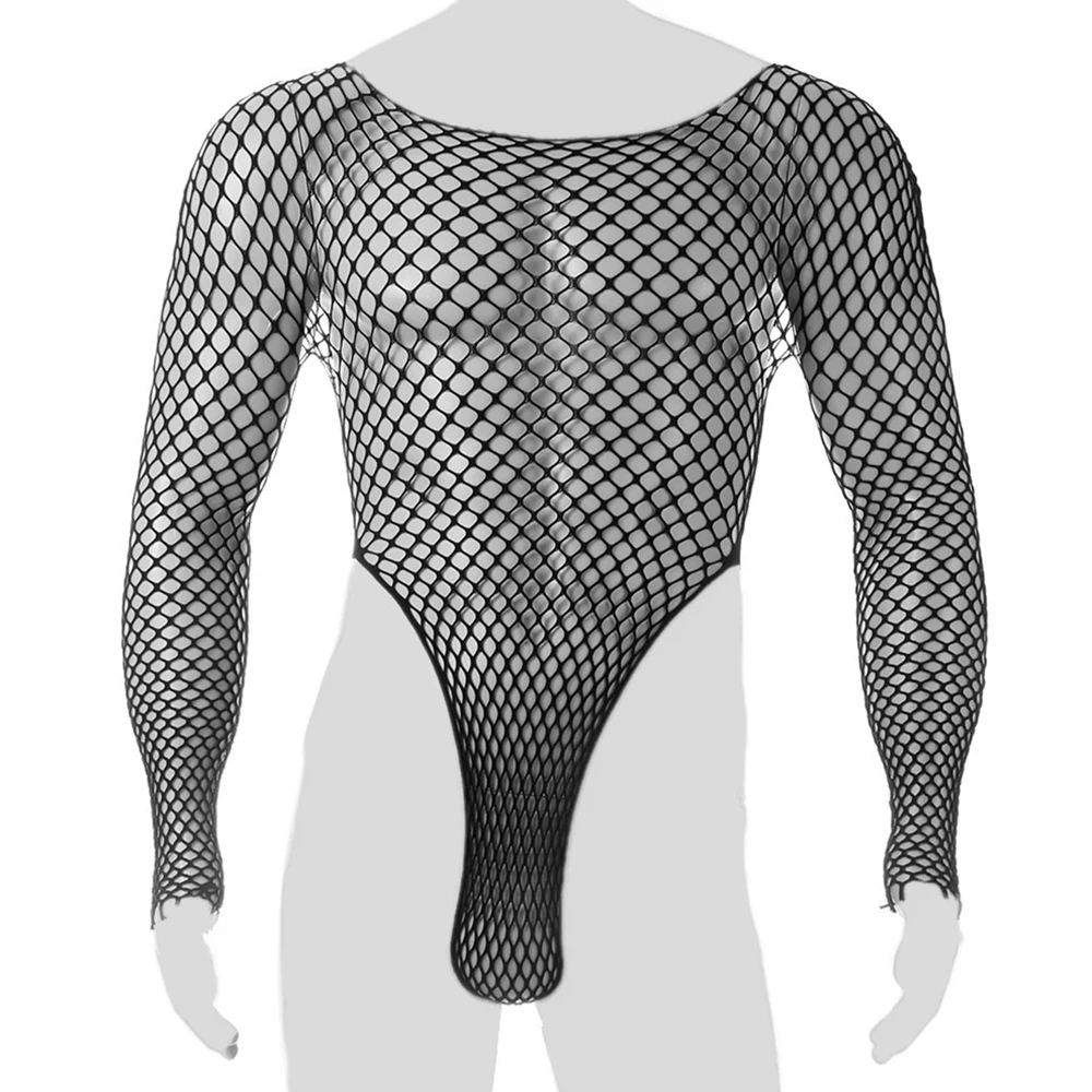 Bodystockings seksi iç çamaşırı erkek külotlu çorap açık kalça adam seks çorap yetişkin 18'li erotik örgü Sissy şeffaf eşcinsel Bodysuits
