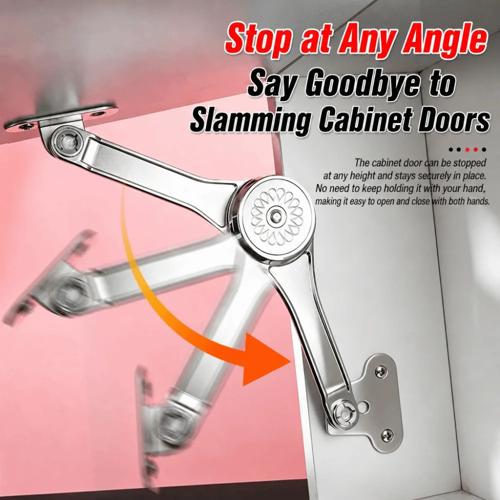 Satin Nickel Finish Lid Support Hinge Hydraulic Damping Adjustable Strength Folding Lid Stay Soft Close Mechanism