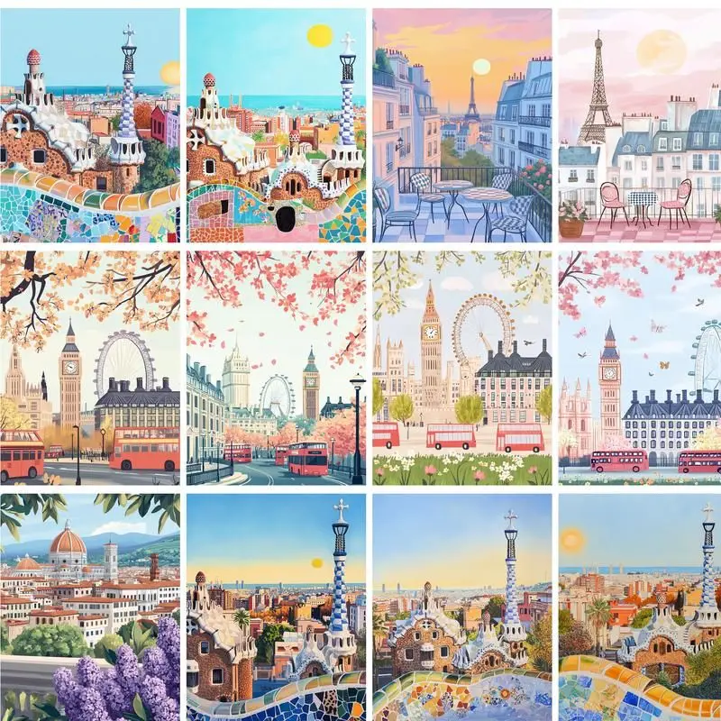

GATYZTORY 40x50cm Painting By Numbers For Adult Handpainted City Scenery Coloring By Numbers Picture Drawing Wall Art Artwork Se