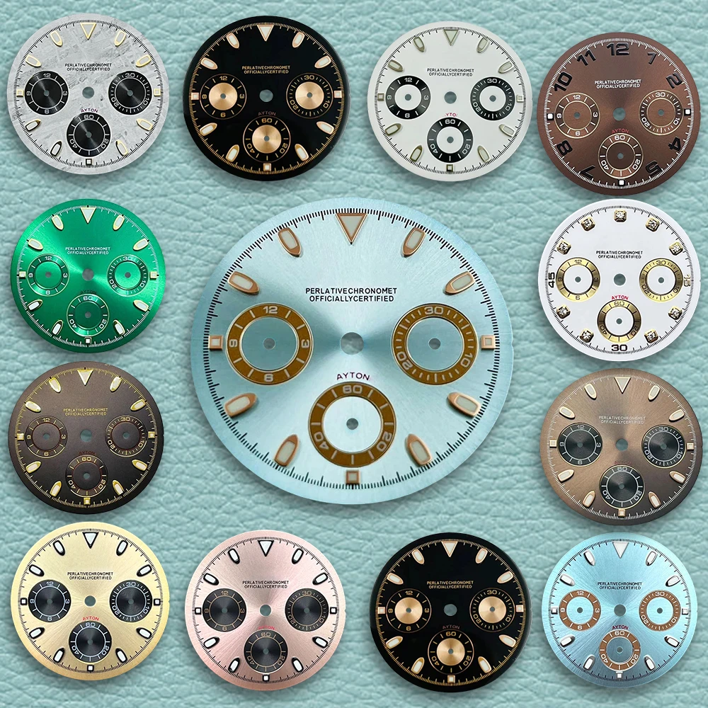 29.5mm  VK63 High Quality Dial S Logo DTN Panda Dial For VK63 Movement C3 Green Luminous Watch Modification Accessories