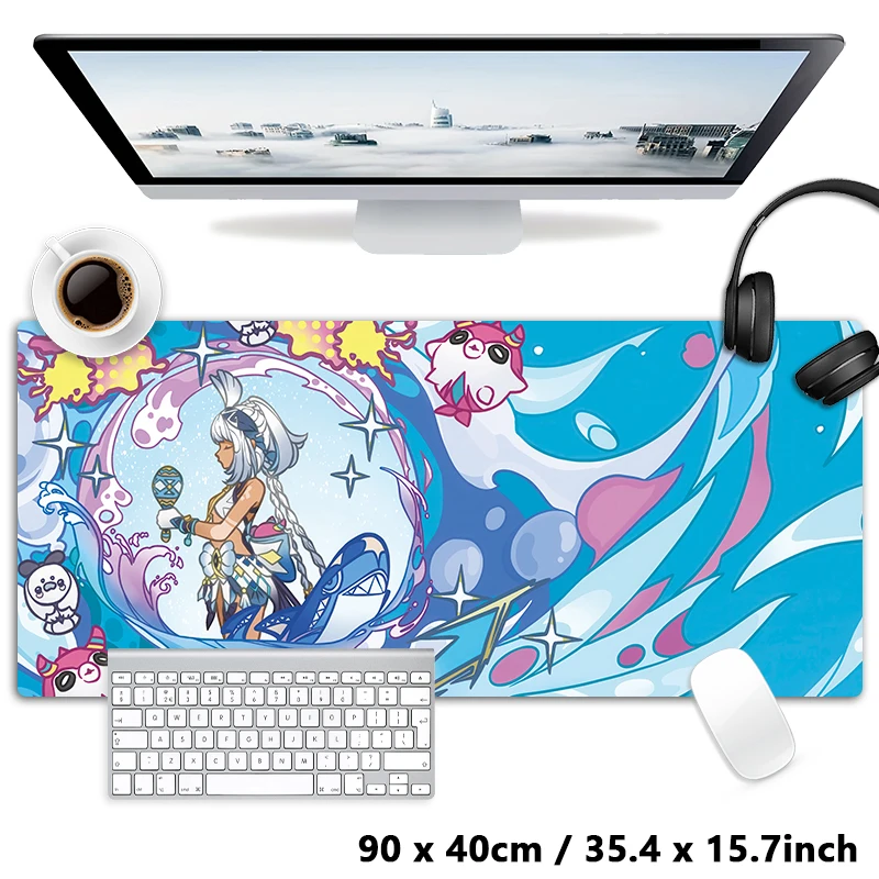 Natlan Mualani Mavuika Furina Neuvillette Wanderer Raiden XXL Large GS Impact Mouse Pad Non-slip Keyboard Desk Mat Mousepad