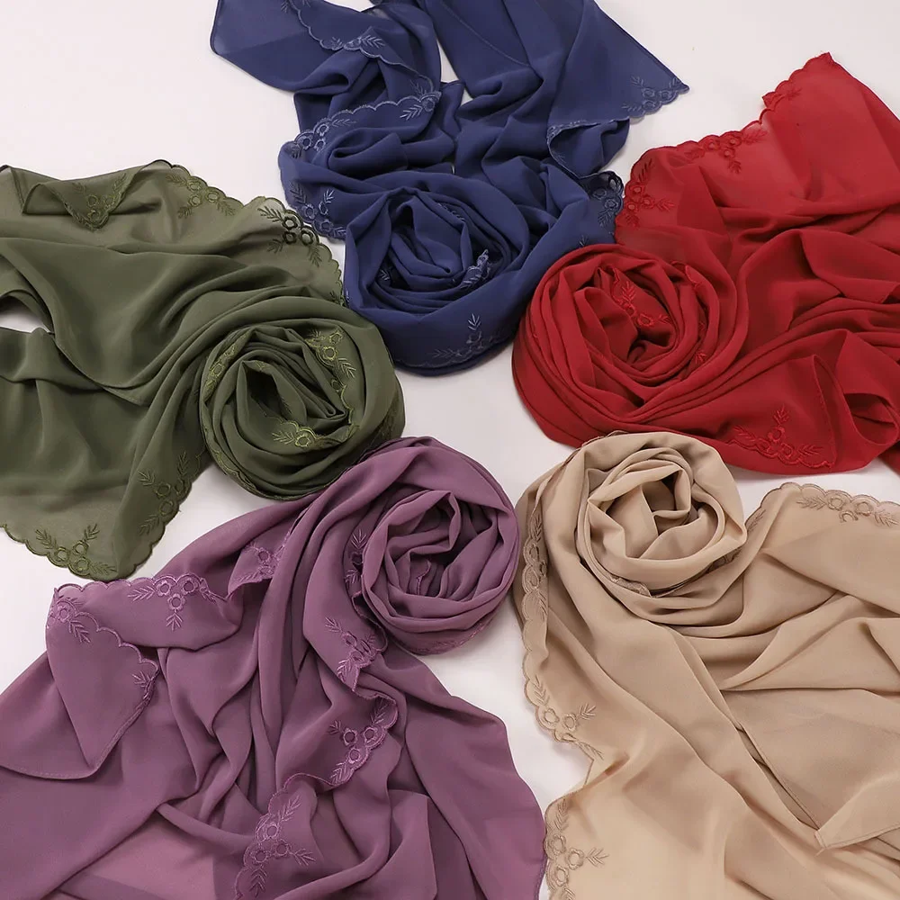

Fashion Pearl Chiffon Scarf Women Muslim Hijab Embroidery Shawl Wrap Scarves Bandanas Headband Bufanda Foulard Turbante Mujer