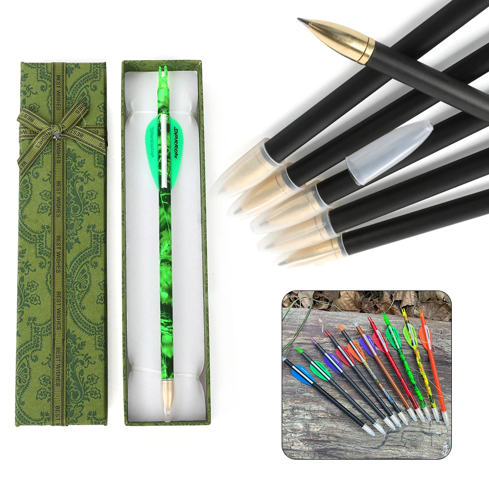 Archery Arrow Pen 23.3cm with Carbon Shaft Unique Gift Hunters Sportsmen 10 Colors Optional Refill Replaceable Beautiful Package