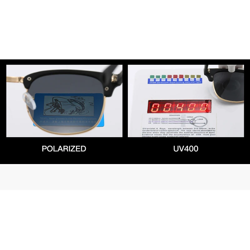 Gafas de sol polarizadas de media montura para hombre y mujer, lentes de sol polarizadas de marca famosa, estilo Retro femenino