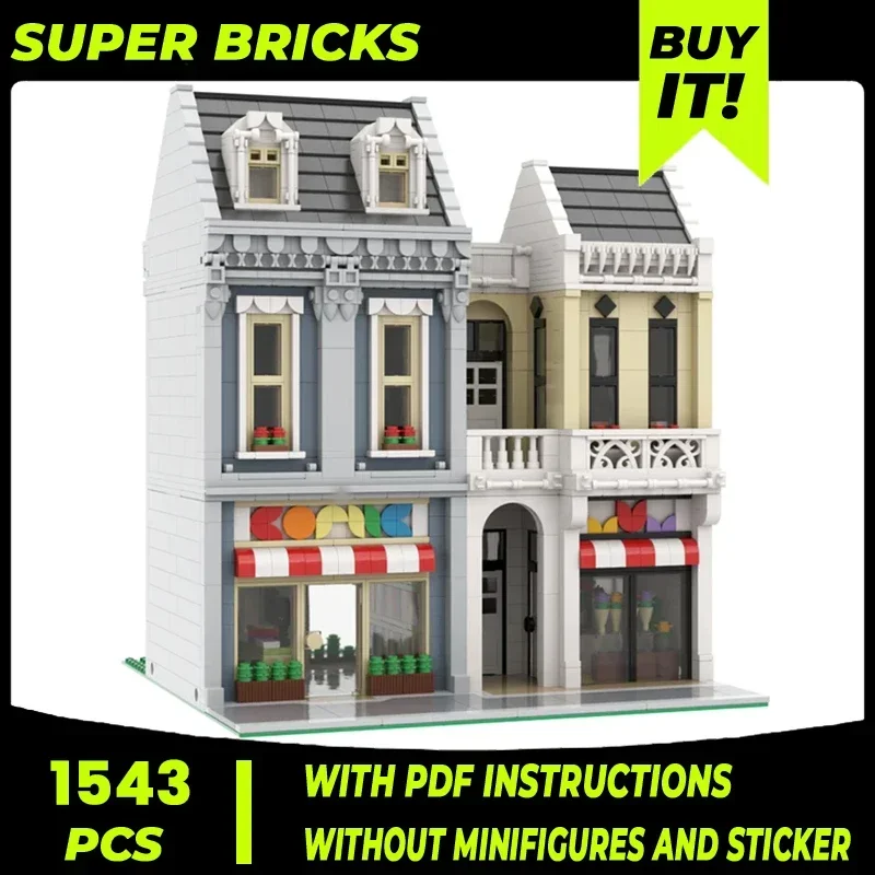 Street View Model Moc Building Bricks Comic Store And Flower Shop Technology Modular Blocks Gift Christmas Toy DIY Sets Assembly