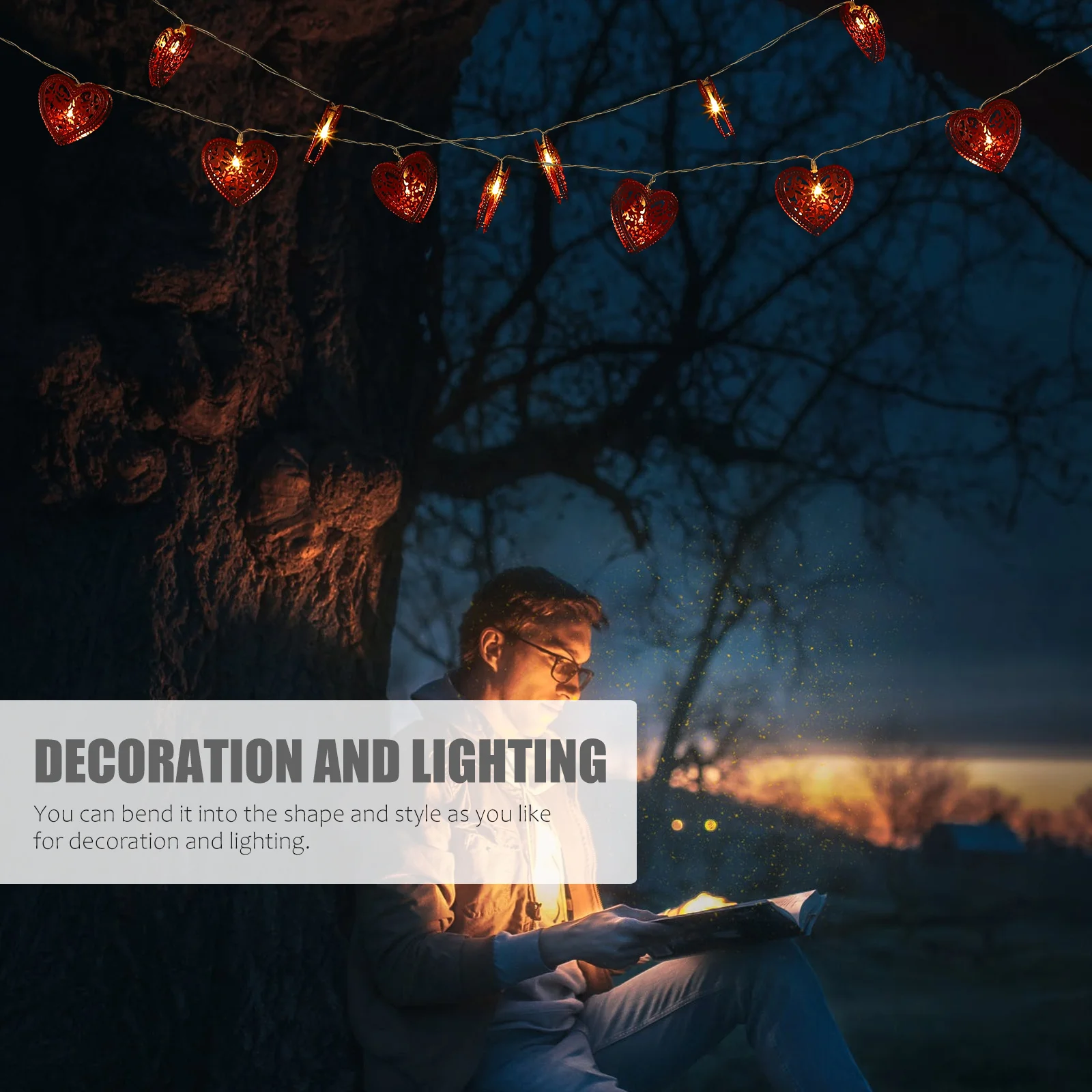 1 مجموعة شكل قلب مصباح سلسلة الأحمر Led سلسلة ضوء لعيد الحب رومانسية الديكور ثلاثية الأبعاد الحديد المطاوع الزينة الإبداعية