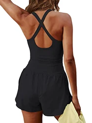 Women s Athletic Jumpsuit Fitness  Activewear Sleeveless Romper Workout Gym Yoga Bodysuit Casual Exercise Clothes