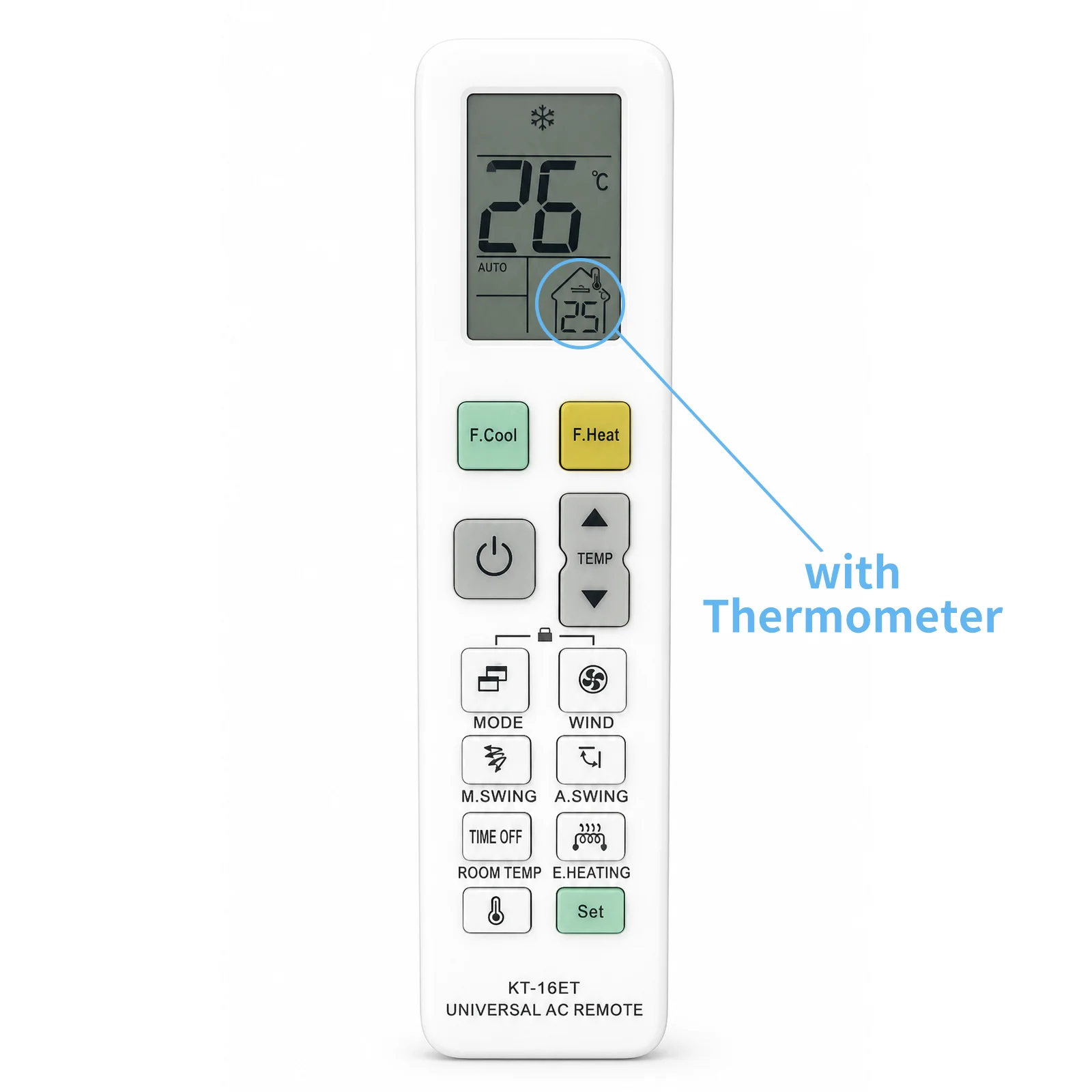 (With Thermometer) New Universal Air Conditioner A/C Remote Control for All Major Brands Works with 98% A/C Units