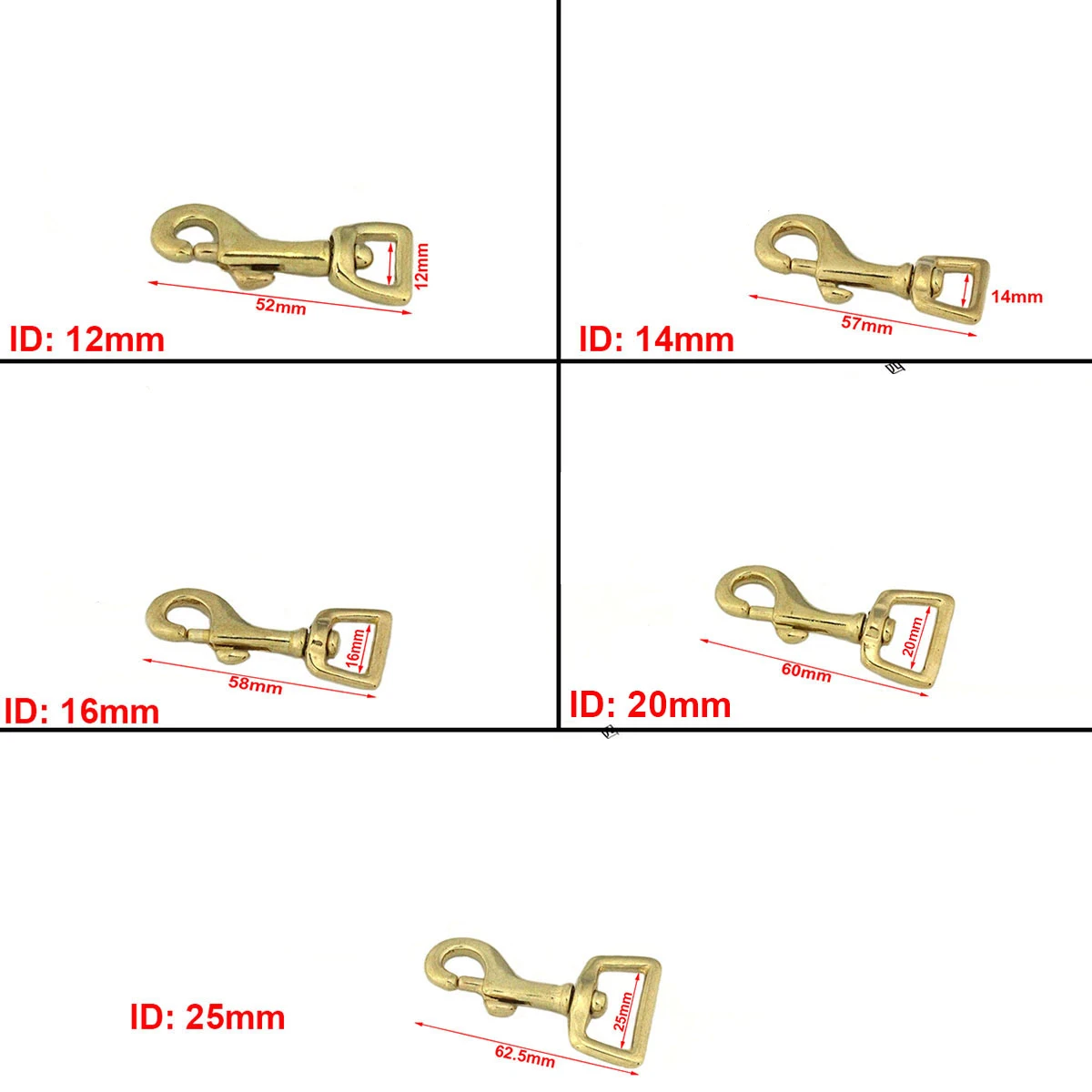 Solid Brass Lobster Trigger Swivel Eye Snap Hook High Quality Leather Craft Bag Strap Belt Hook Clasp Heavy Duty Pet Dog Leash C