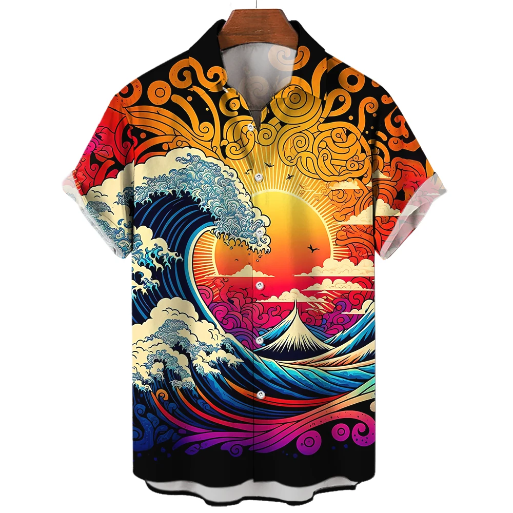 

Hawaiian Shirt For Men Beach Tee Coconut Tree Casual Short Sleeve Button Down Shirt 3D Printed Clothing for Men Summer Vacation