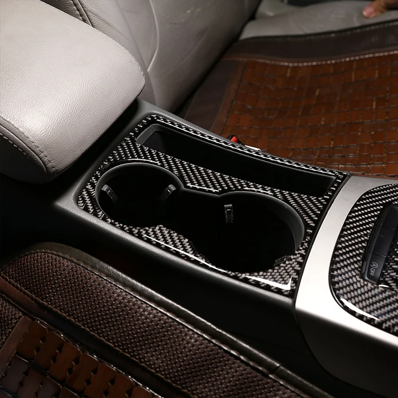 Real Carbon Fiber Center Console Cup Holder Cover 3D Interior Accessories Sticker For Audi A4L / A5 2009-2016