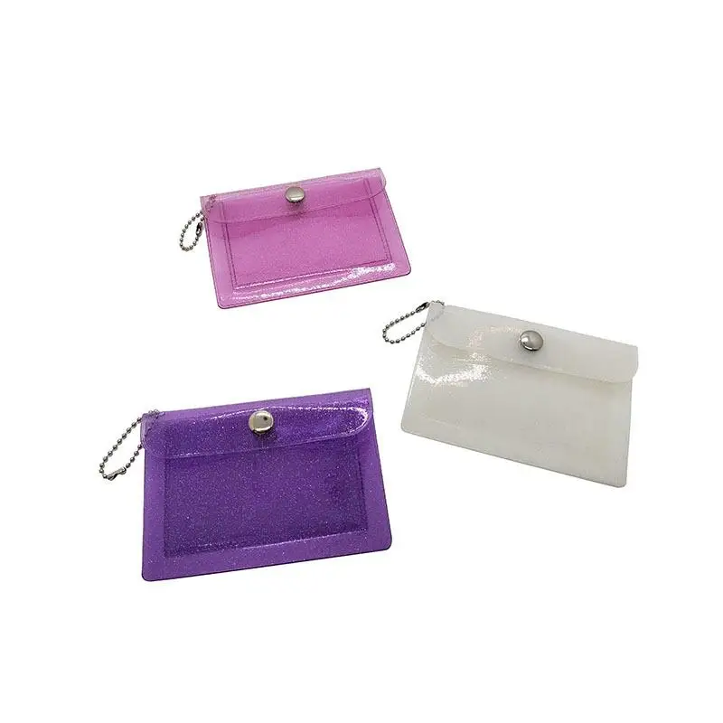 1 Stück Mini-Kartenhalter aus transparentem PVC, Schlüsselanhänger, glitzernde, transparente Münztasche, Geldbörse mit Druckknopfverschluss für Kopfhörer, Schmuck und alltägliche Aufbewahrung. – Detail 6