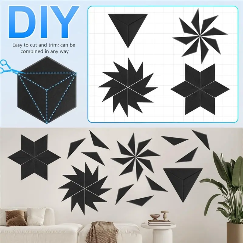 Hexagon Sound Proof Foam For Walls, 12-Pack Self-Adhesive Noise Reduction Acoustic Panels, 12