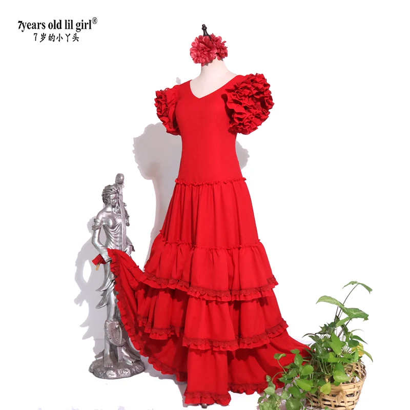 Robe de danse Flamenco espagnole, jupe épaisse italienne multicouche GI05