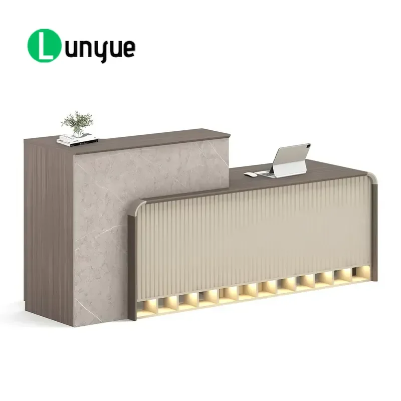 Wooden Office Reception Desk Front Counter Table for Hotel Nail Business Modern Design Sturdy Furniture