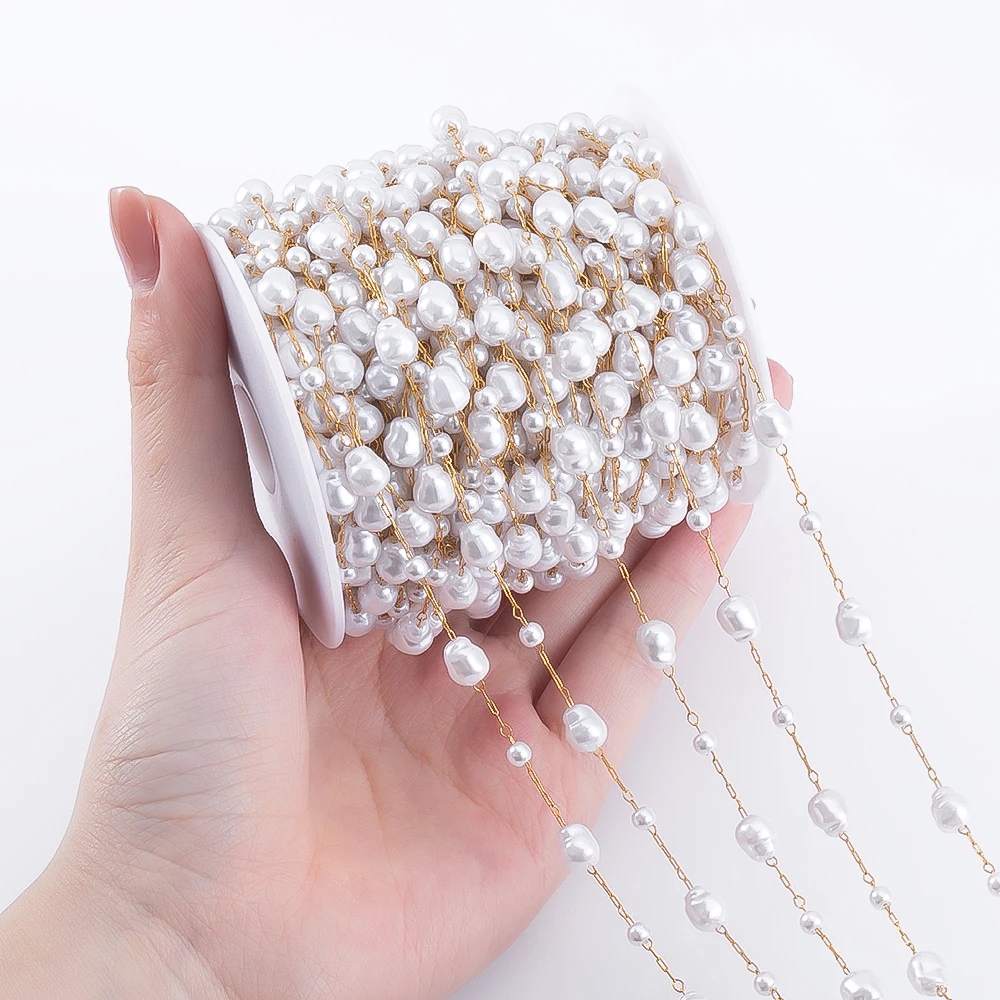 0,5 M 1 M Unregelmäßige Imitation Perle Perlen Ketten Metall Halsketten Armbänder Perle Kette Frauen Kleidung Schmuck Machen DIY liefert – Detail 20