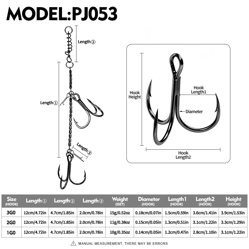 1pcs  Soft Bait Fishing Rig Assembly Multi‑Barrel Swivel Chain Treble Hook Worm Bait Keeper Bass Fishing Tackle Pesca