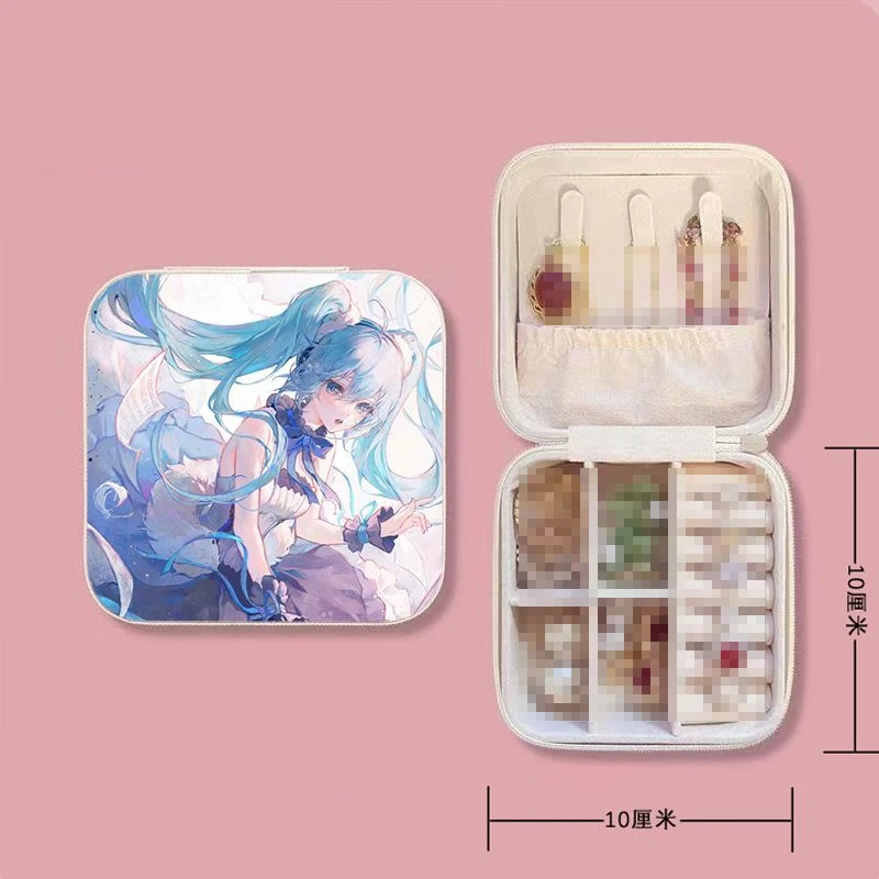 Hatsune Miku Jewelry Box Portable Jewelry Storage Box Travel Small Ring Earrings Jewelry Necklace Classification Box Girl Gift