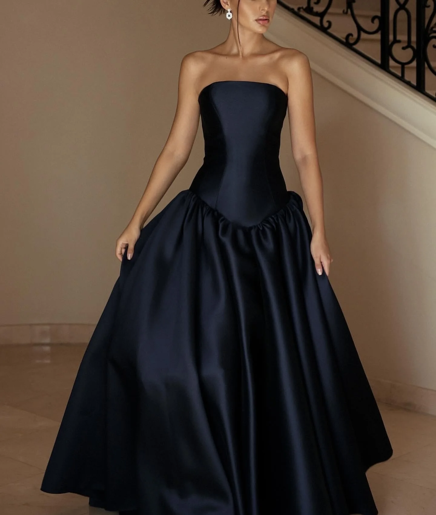 AsaNagi Saudi Elegant Black Prom Gown Women Strapless A-Line Party Evening Dress Floor Length Special Occasion Gowns customized