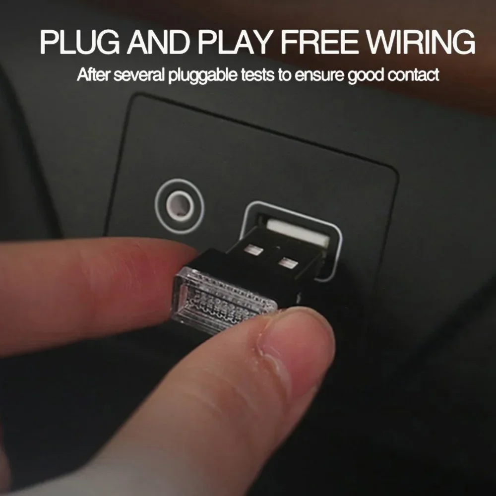 ไฟ LED ภายในรถยนต์แบบมินิ USB สำหรับตกแต่งบรรยากาศ ไฟฉุกเฉินสำหรับยานพาหนะ เสียบและใช้งานได้ทันที แถบไฟ LED 12V
