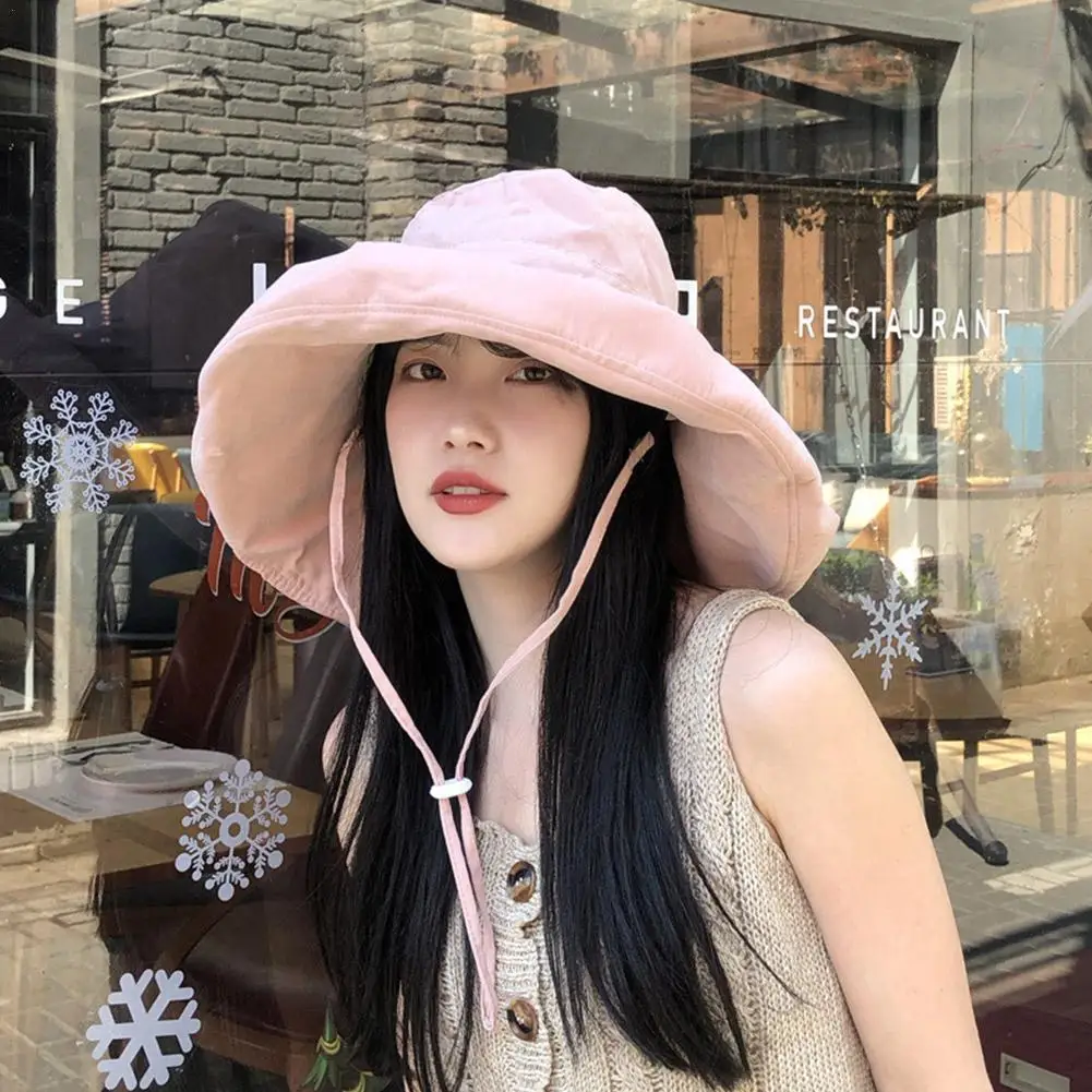 Big Wide Brim Fisherman Hat Sun Hat For Female Seaside Sun Protection UV Beach Cap Japanese Wild Fisherman Hat Unisex