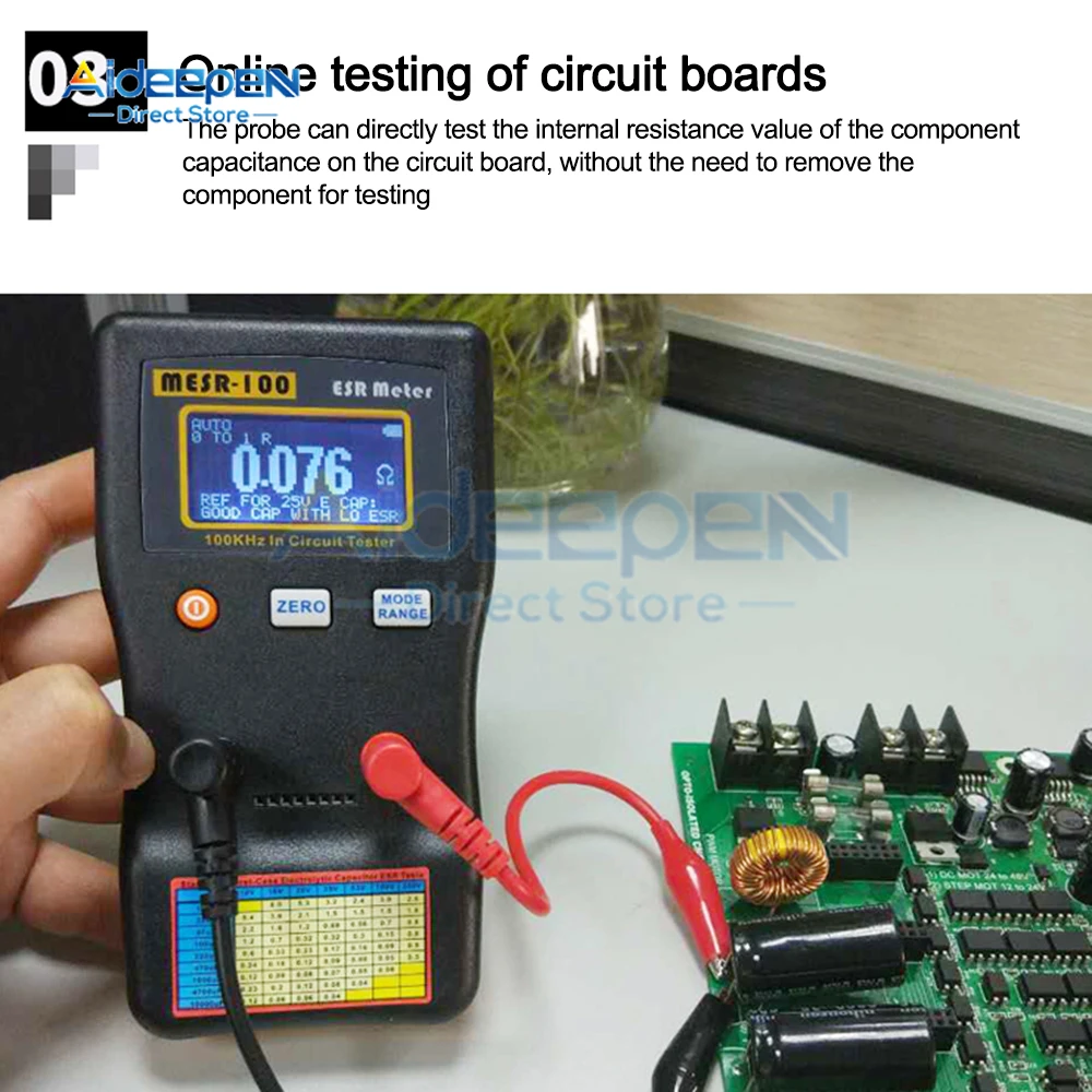 MESR-100 ESR Capacitance Ohm Meter Professional Measuring Internal Resistance of Capacitor Capacitance Circuit Tester