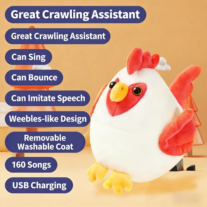 

Plush Automatic Bouncing Toys Bite Resistant Funny Interactive Squeaky Toys Talking Self-Moving for Small Medium Dogs Animal