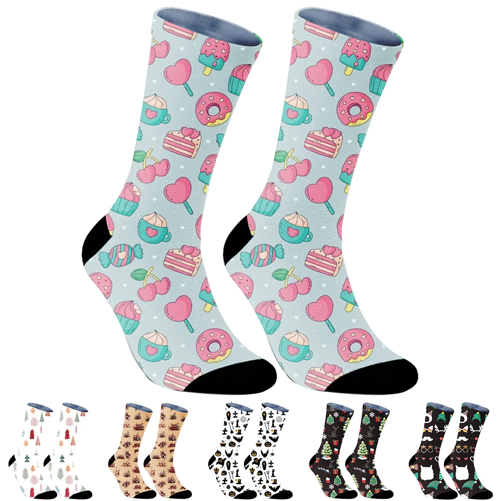 2024 New Small Floral Socks for Retro British Style Autumn and Winter Middle Tube Socks for Casual and Versatile