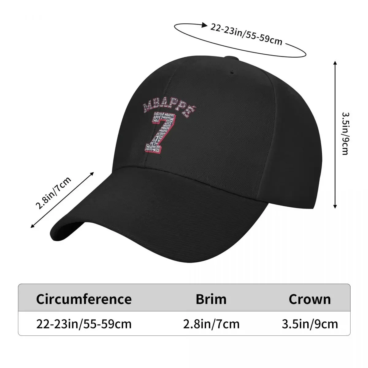 Aangepaste punk voetbal cadeau Mbappes 7-logo baseball cap voor mannen vrouwen ademende voetbal minnaar papa hoed outdoor snapback hoeden