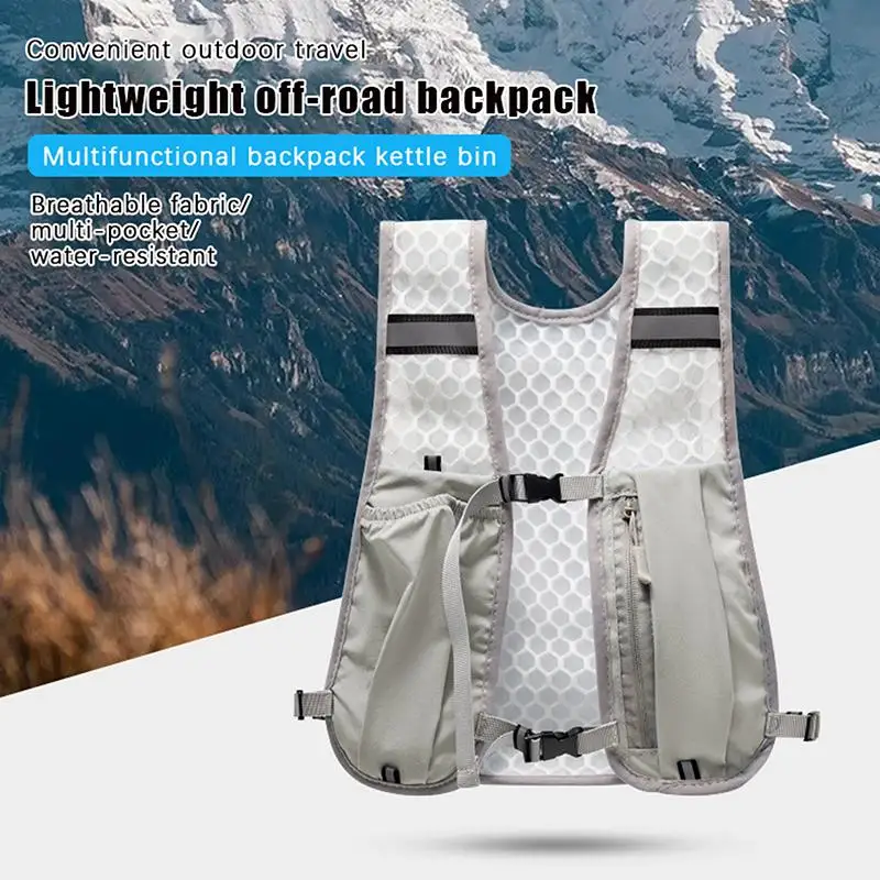 

{MX} Lightweight Reflective Sports Vest Backpack Hydration Water Chest Pack With Phone Pocket Cycling Running Storage Bag