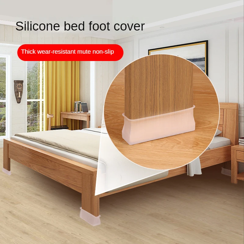 4pcs Anti Slip Chair Leg Caps Rectangular Silicone Feet Cover for Wood Sofa Table Bed Stopper Furniture Foot Floor Protector Pad