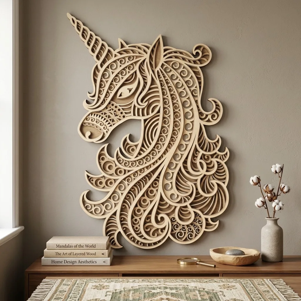 Multi-layer hollow mandala wood pendant, sacred geometric ethnic style wall wall hanging, homestay soft decoration