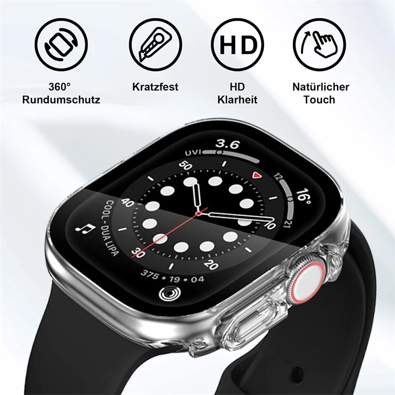 Vidro e Capa para Apple Watch, Protetor de Tela, Ultra 9, 8, 7, 6, SE 5, Série iWatch, 49mm, 44mm, 40mm, 41mm, 45mm, 42 milímetros, 38 milímetros