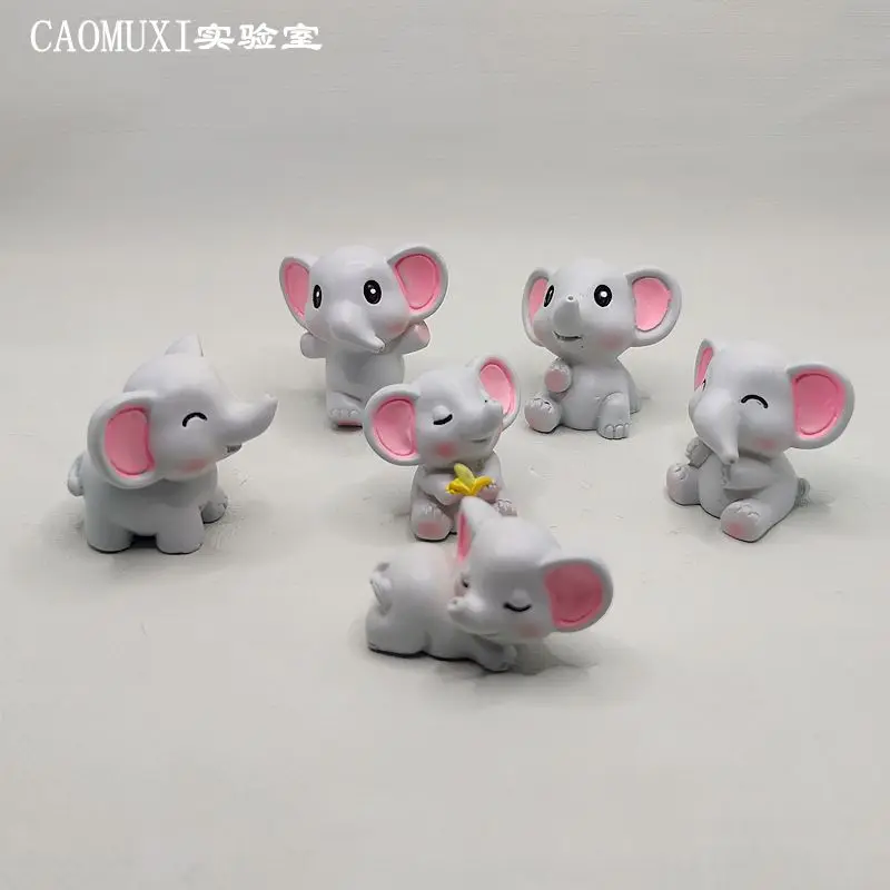 Cartoon Cute Little Dumb Elephant Small Size Big Ear Elephant Animal Model Resin Doll Micro Landscape Decoration Desktop Gift