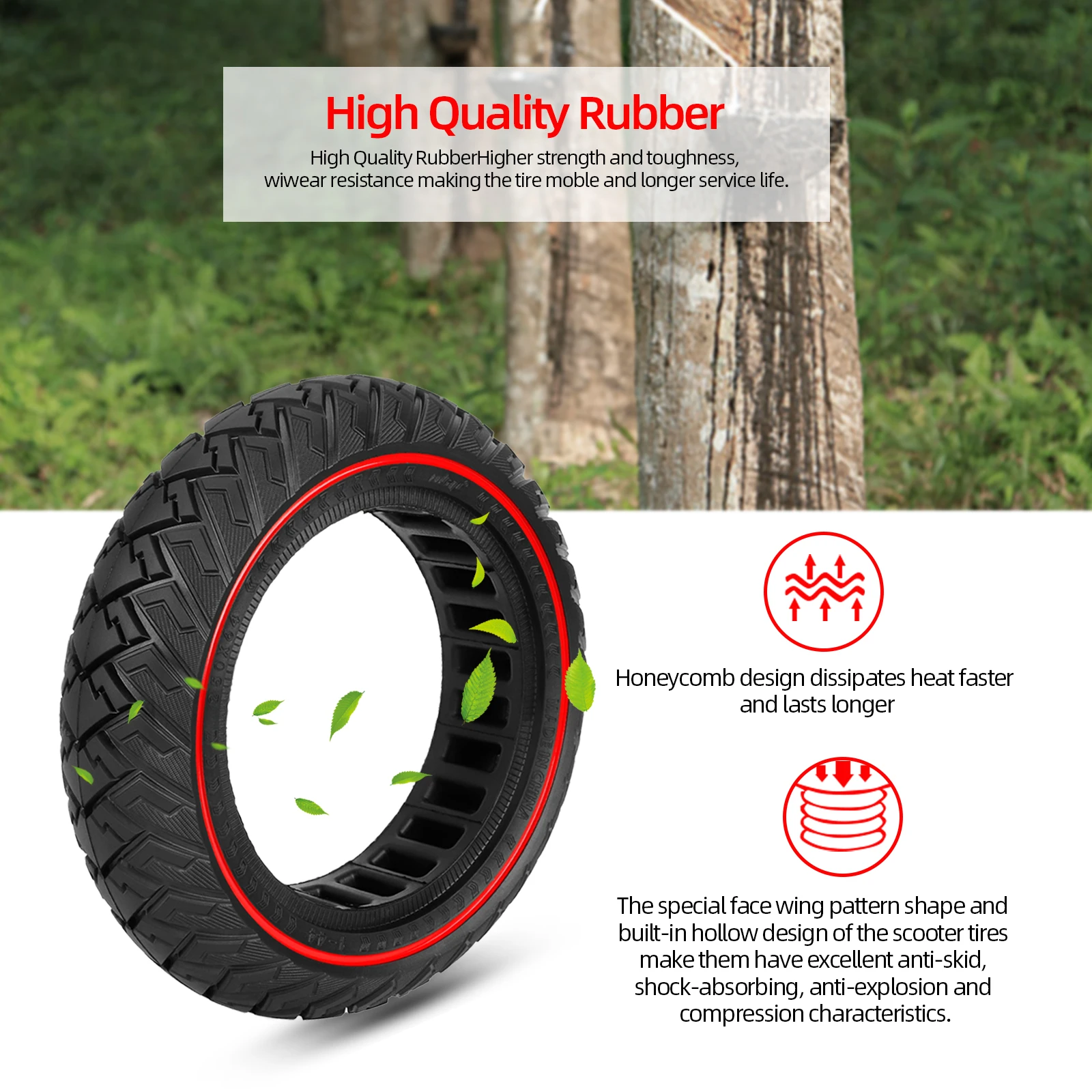 Ulip 10 Icnh 250x64 Thickened Off-road Solid Tire 250*64 Ultra-Wear Resistant Tubeless Tyres For Xiaomi 4 Ultra Electric Scooter