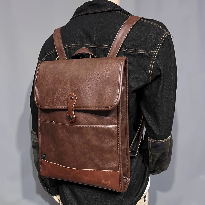 

New Faionable Large Capaci Leather Bapa Casual Sle Double oulder Bag Korean Trendy Briease Leisure Bookbag