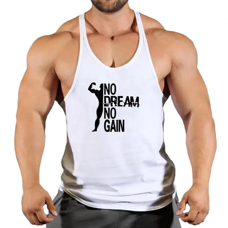 Men's Gym Tank Tops Bodybuilding Workout Y-back Vests Training Running Cotton Stringer Singlets Fitness Sport Sleeveless Shirt