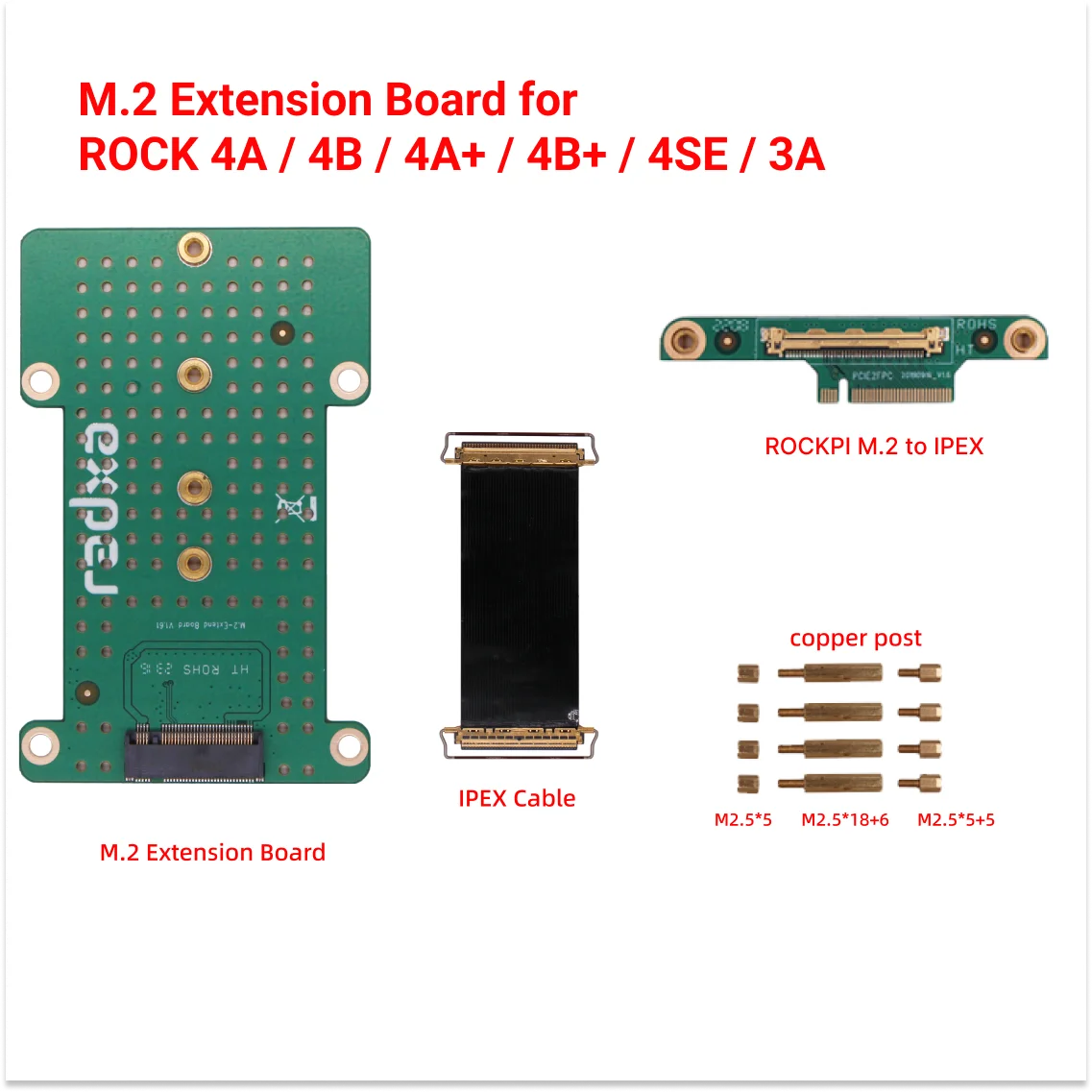 Radxa M.2 Extension Board for ROCK 4A/4B/4A+/4B+/4SE/3A