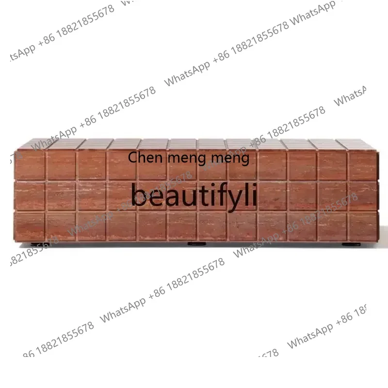 

182Q Natural marble coffee table coffee table high-end living room light luxury simple cave stone edge table