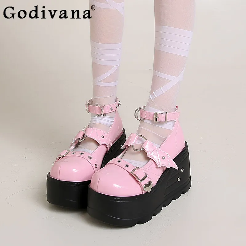 

Y2K Subculture Japanese Original Lolita Platform Muffin Shoes Sweet Cool Hot Girl Loli Girl Punk Style Versatile Shoes