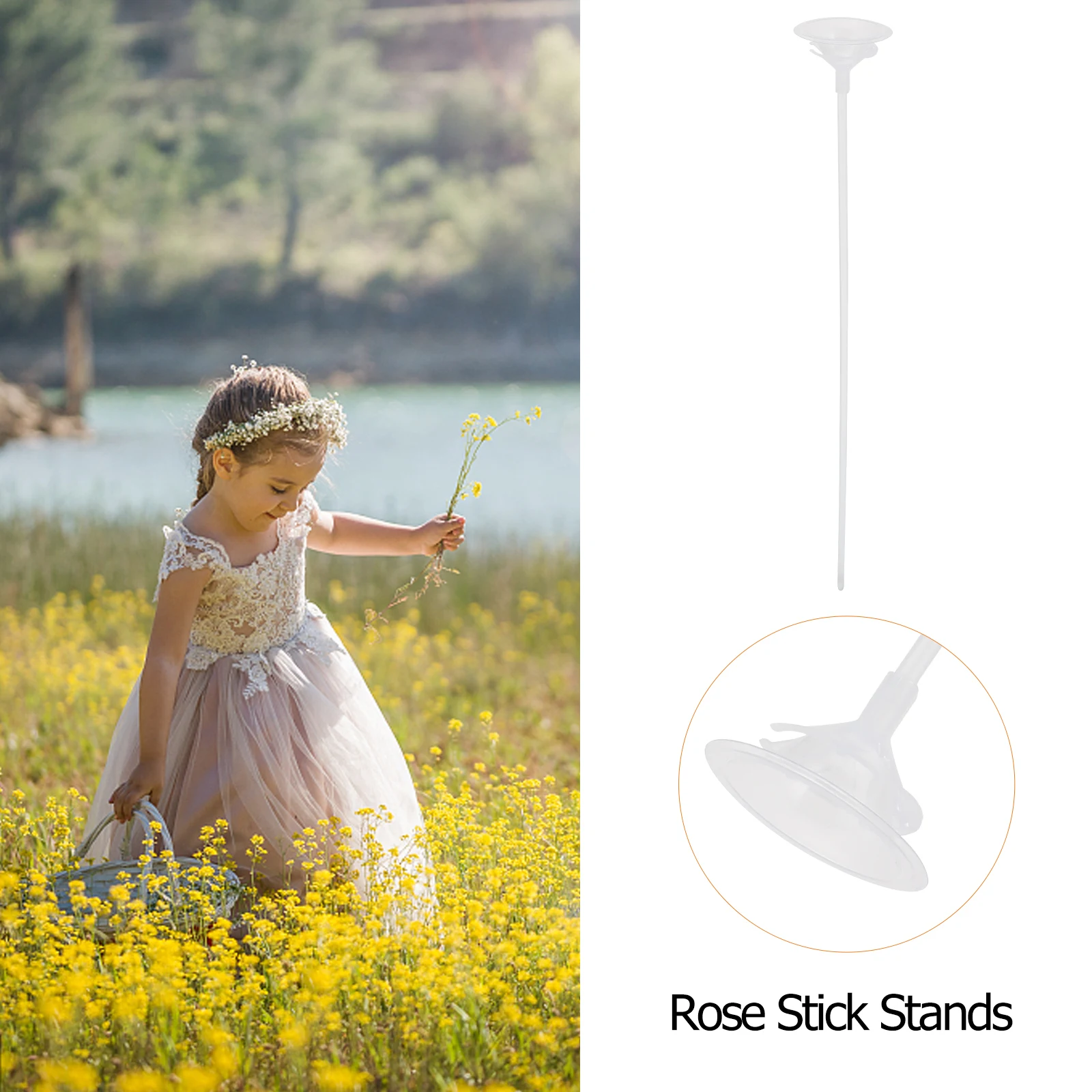 

12 Pcs Chocolate Flower Holder Transparent Plastic Rose Stick Bouquet Support Rack Flower Base Accessories Practical