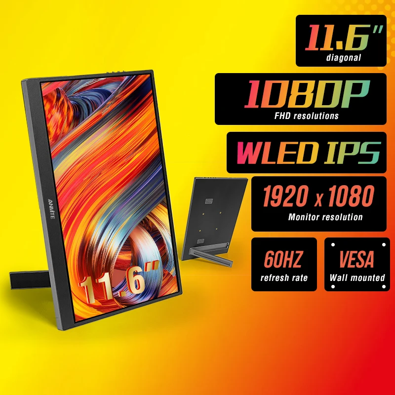 

11.6 Inch IPS Portable Monitor FHD 1920*1080 For Laptop XBox PS4/ 5 Switch Cell Phone PC Extension Mobile Mointor