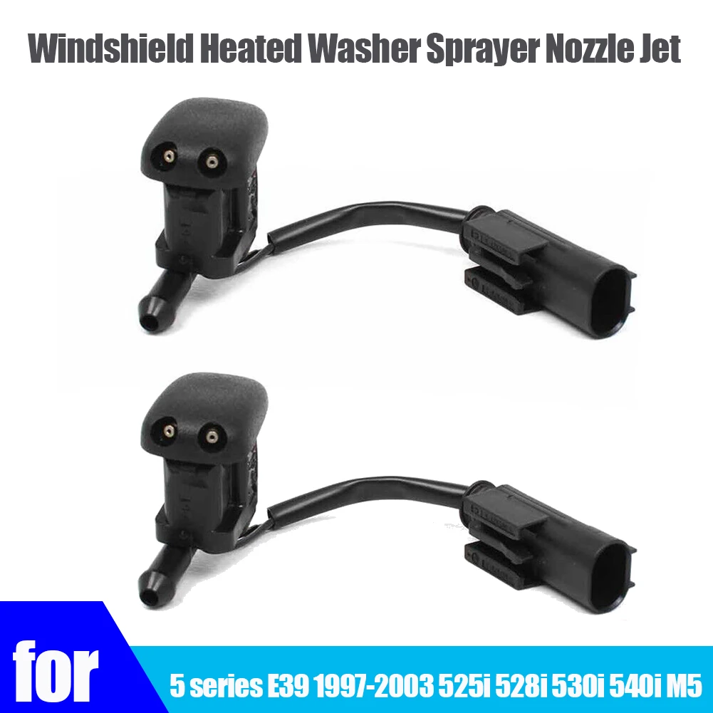 1 Pair New Windshield Heated Washer Sprayer Nozzle Jet 61668361039 for -BMW 5 Series E39 1997-2003 525I 528I 530I M5_X01A