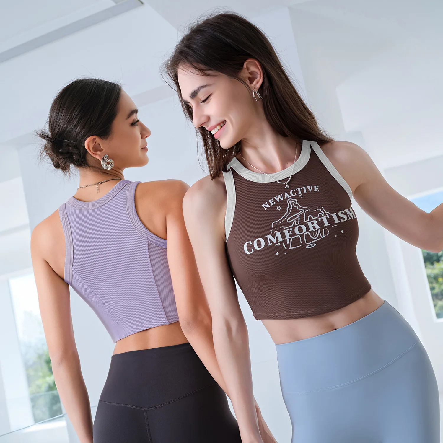 

Printed Longline Sports Bra for Women – Fixed Cup, Stylish Workout Tank for Yoga, Pilates & Spring Summer