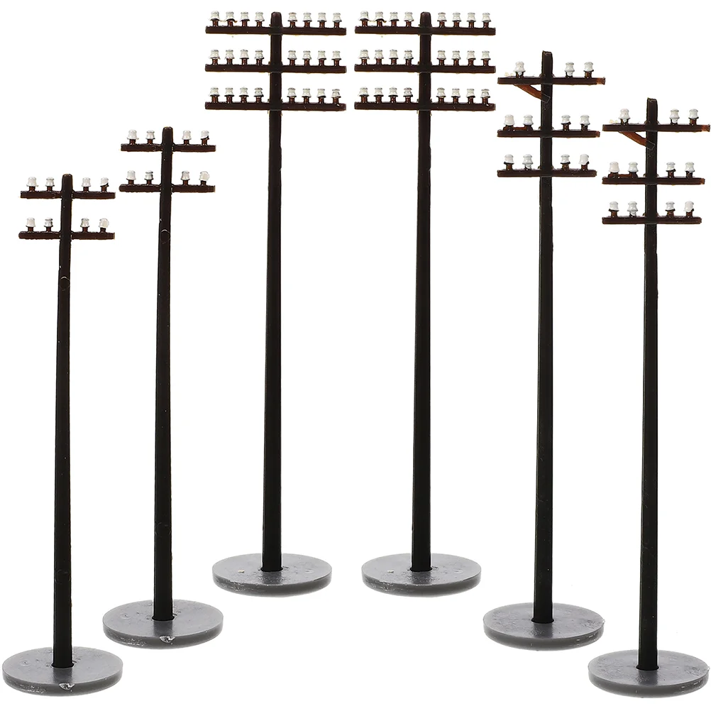 6 Pcs Micro Paisagem Jardim LED Modelo Luzes Ferroviárias Pólos de Telégrafo Modelos Treno