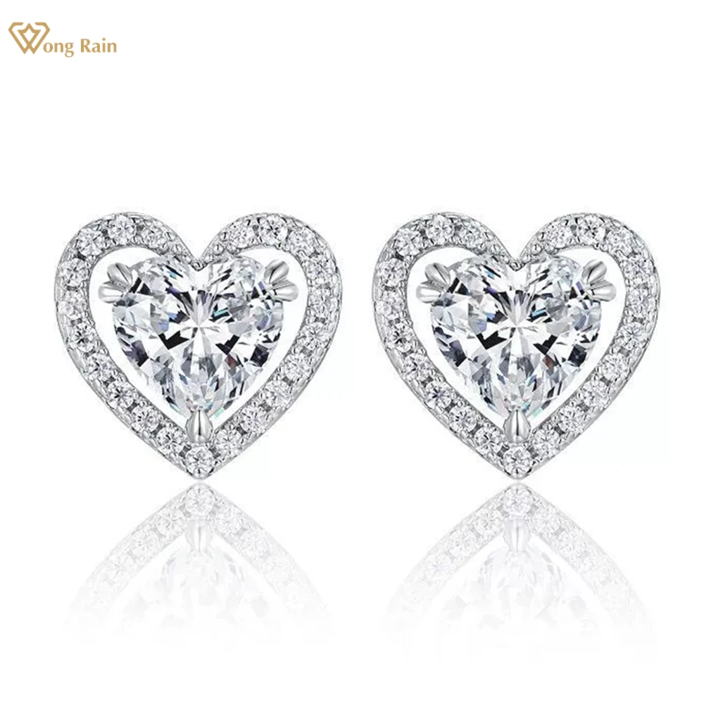 

Wong Rain 925 Sterling Silver VVS1 3EX D Color Heart Cut 1 CT Real Moissanite Diamonds Gemstone Ear Studs Earrings Fine Jewelry