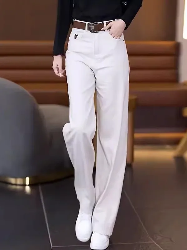 

Retro Slim Fit High Waist Wide Leg Jeans Women's Casual Straight Cut Versatile Spring New Sle Denim Pants High Waist